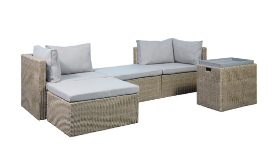 Outdoor 6 Piece Modular Sofa Set Brown Wicker