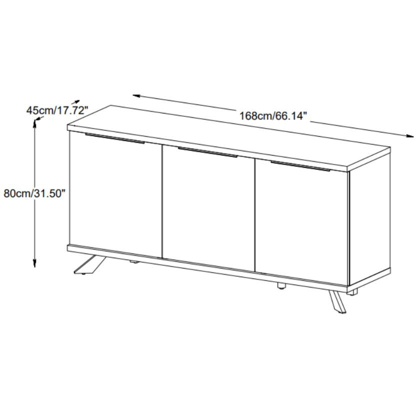 Geneva 3 Section/Door Buffet Sideboard 66 Inches