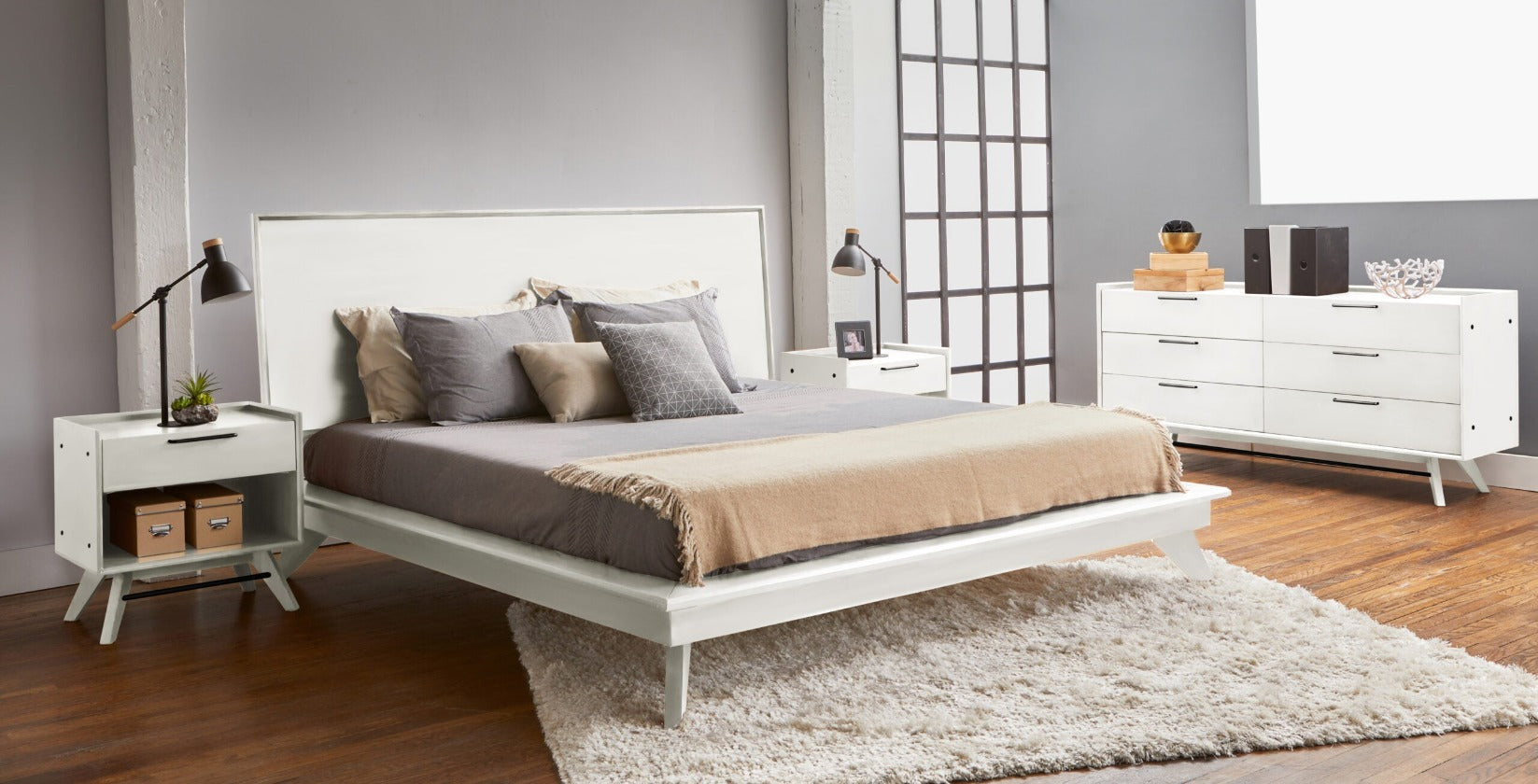 Rainier Platform Bed with Fabric Headboard