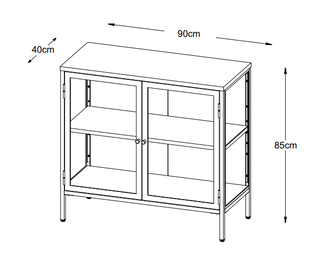 Carmel Sideboard in Black Glass Door