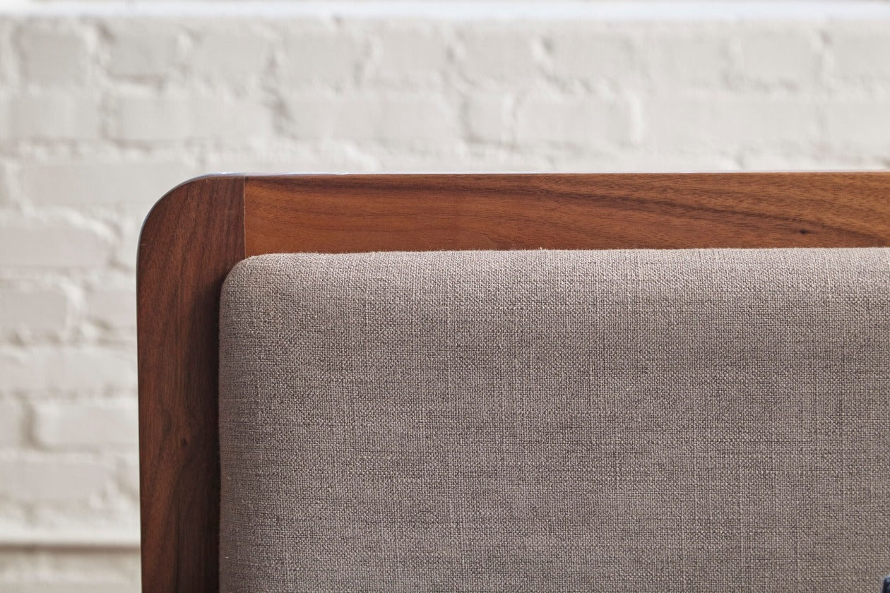 Tahoe Platform Bed with Upholstered Headboard in Walnut